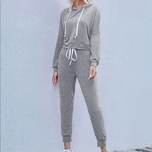 Drawstring hoodie and sweat set